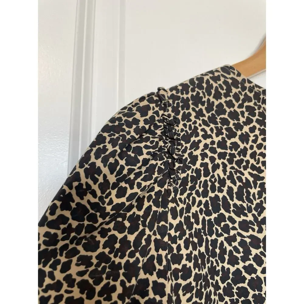 J. Crew Leopard Print Puff Sleeve Top Women’s Size Small | Animal Print Blouse